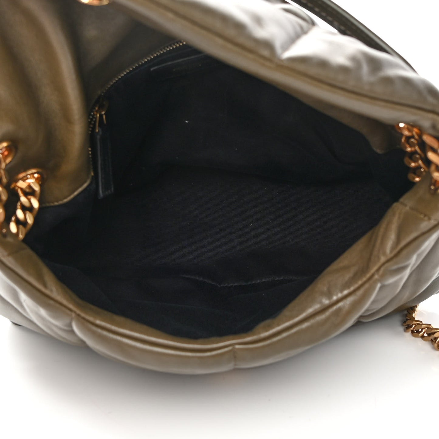 Lambskin Quilted Medium Loulou Puffer Monogram Chain Satchel Seaweed