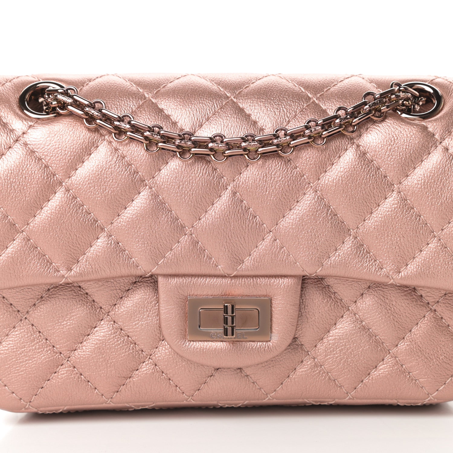 Chanel Metallic Grained Calfskin Quilted 2.55 Reissue Mini Flap Copper Pink 8 of 11