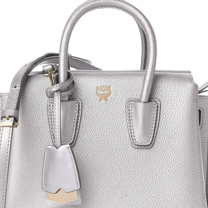 MCM Metallic Grained Calfskin Mini Milla Tote Spike Silver 11 of 11