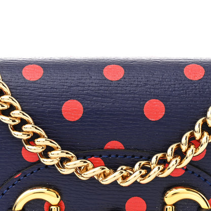 Gucci Shangai Calfskin Polka Dot Horsebit 1955 Wallet On Chain Blue Orange Sailor Blue 7 of 10