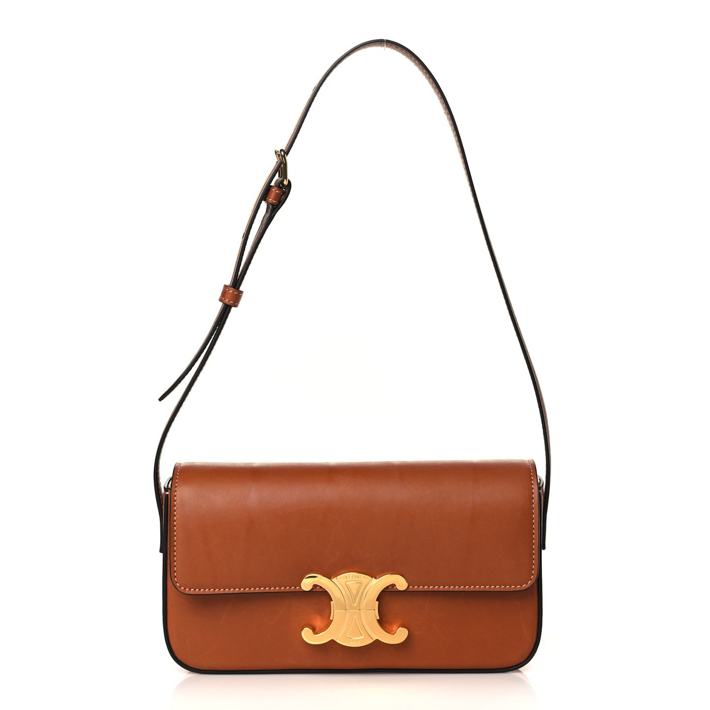 Natural Calfskin Triomphe Shoulder Bag Tan