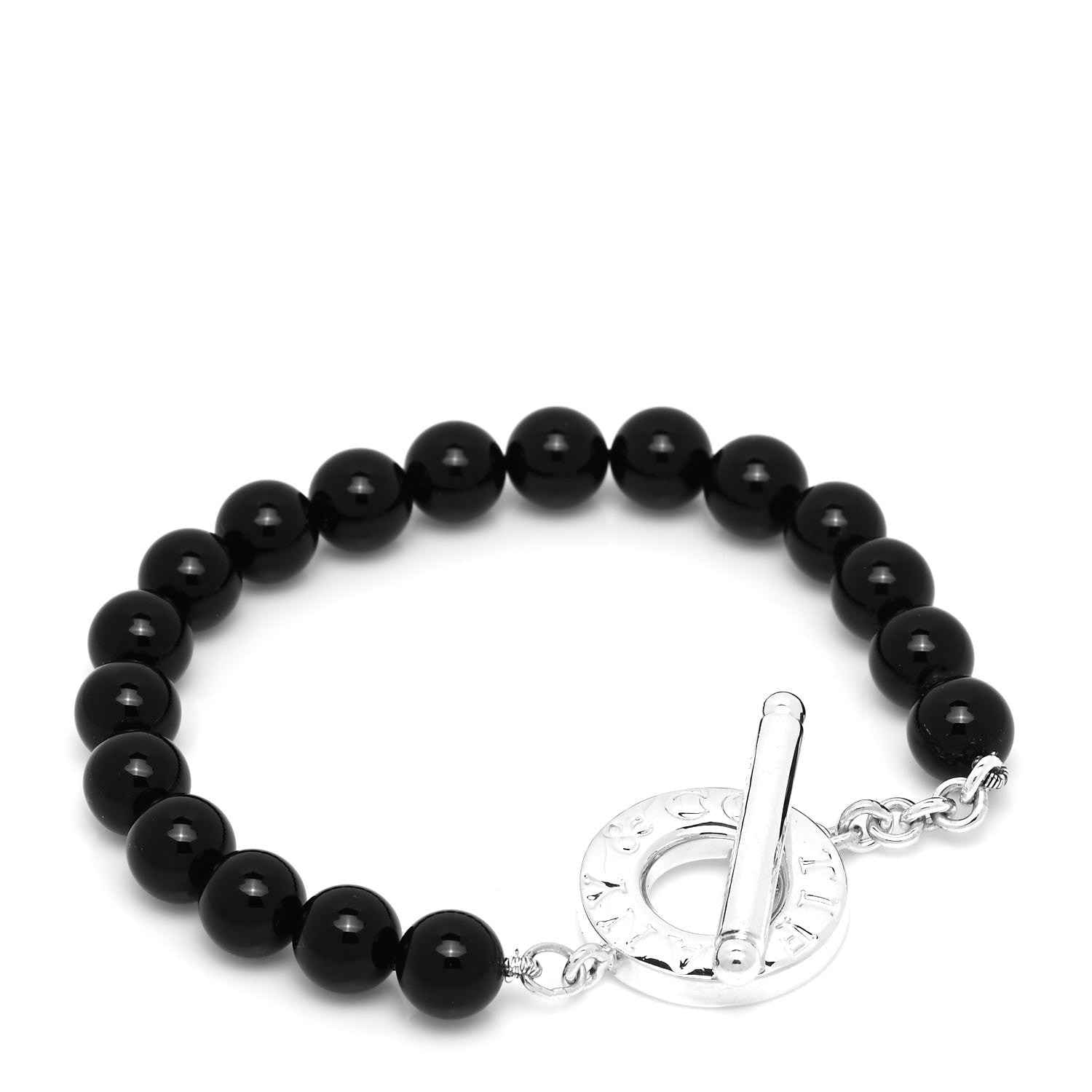 Tiffany Sterling Silver Black Onyx Bead Toggle Bracelet 3 of 5