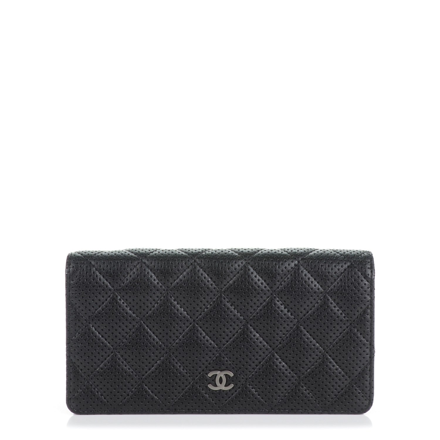 Chanel Lambskin Perforated Yen Wallet Black 1 of 8