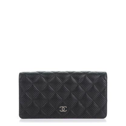 Chanel Lambskin Perforated Yen Wallet Black 1 of 8