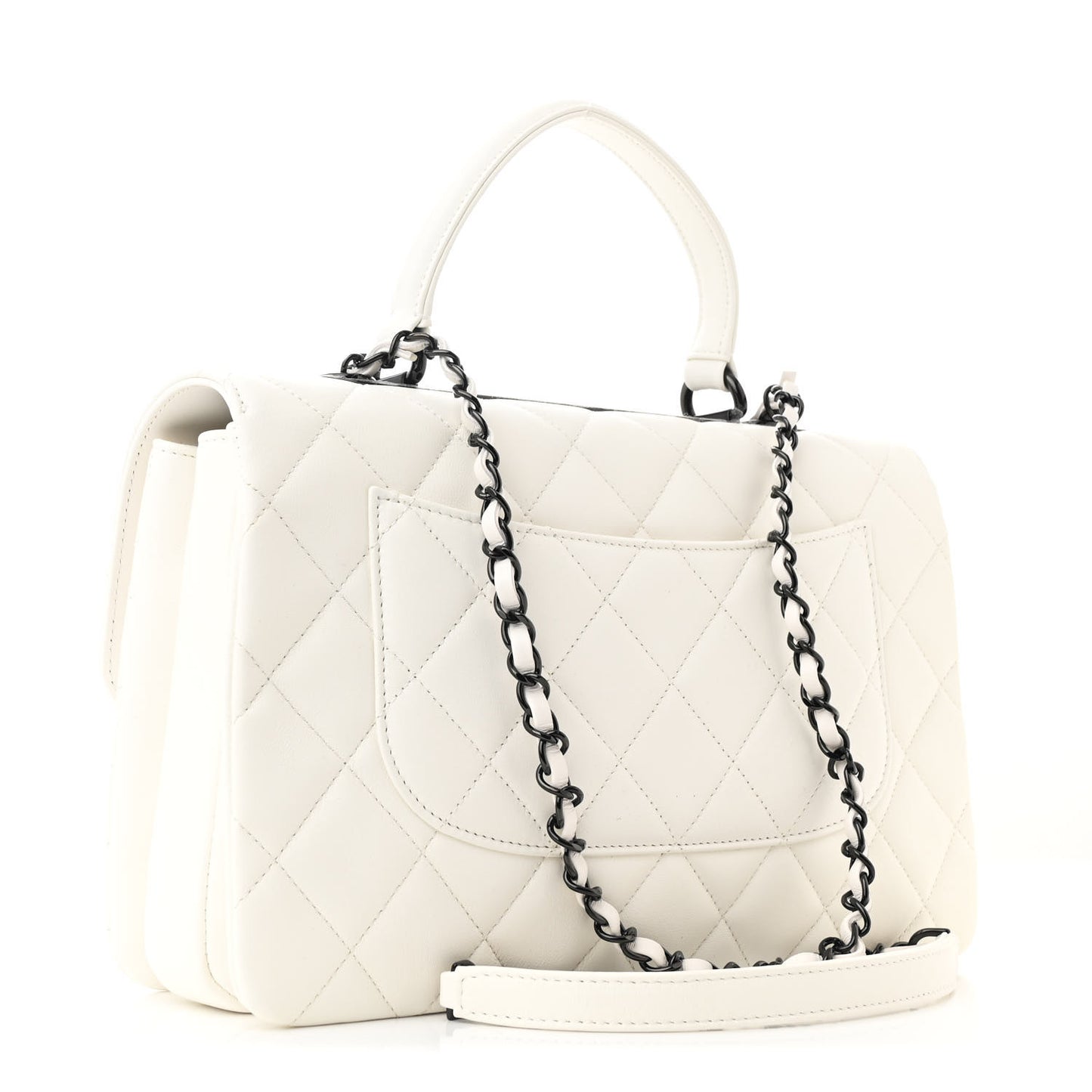 Lambskin Quilted Medium Trendy CC Flap Dual Handle Bag White