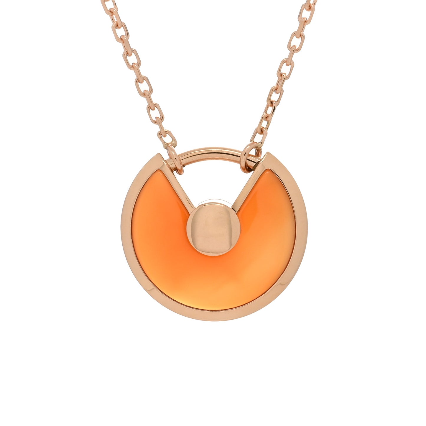 18K Pink Gold Diamond Carnelian XS Amulette Pendant Necklace