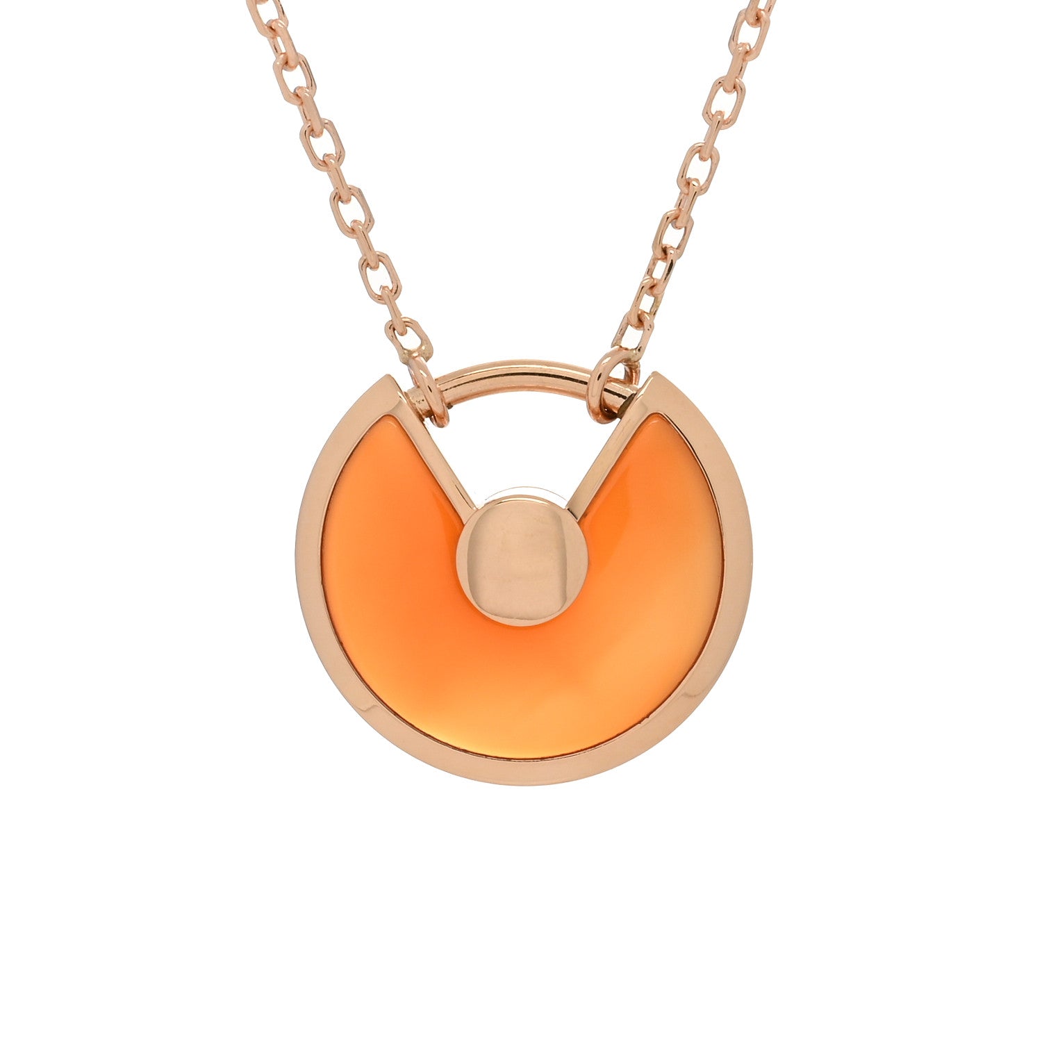 Cartier 18K Pink Gold Diamond Carnelian XS Amulette Pendant Necklace 3 of 5