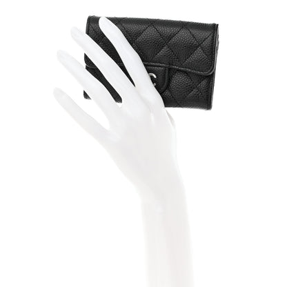 Chanel Caviar Quilted Flap Card Holder Wallet Black 2 of 9