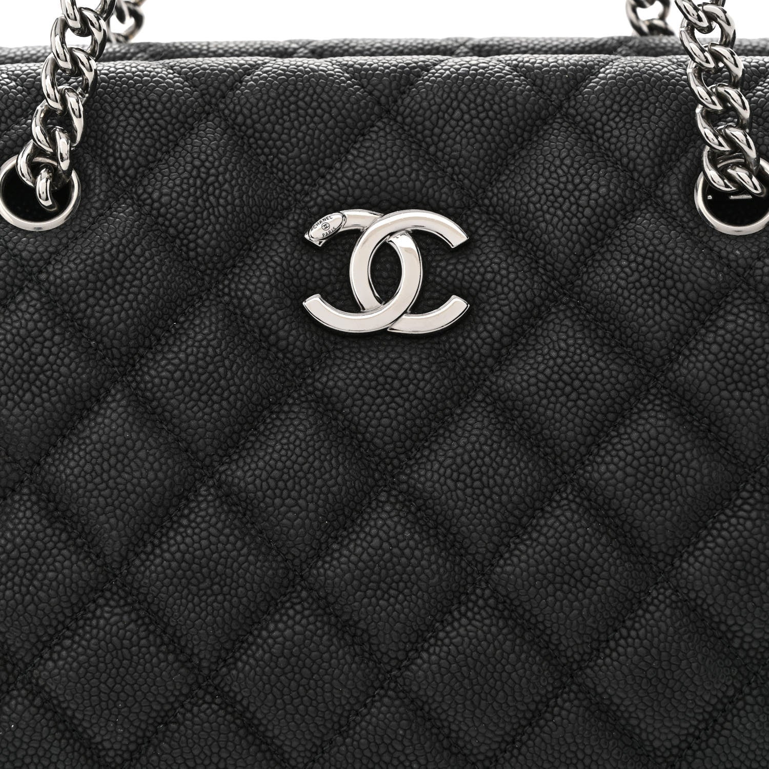 Chanel Iridescent Caviar Quilted Lady Pearly Tote Black 8 of 10