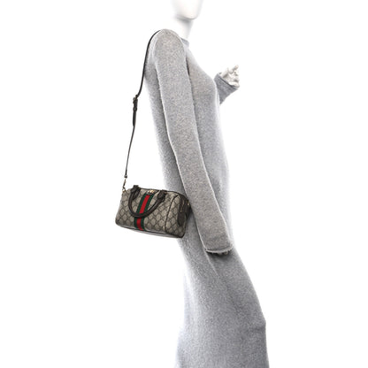 Gucci GG Supreme Monogram Textured Dollar Calfskin Web Mini Ophidia Top Handle Bag Beige Ebony New Acero 2 of 11