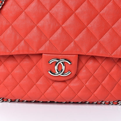 Chanel Washed Lambskin Quilted Maxi Chain Around Flap Red 11 of 12