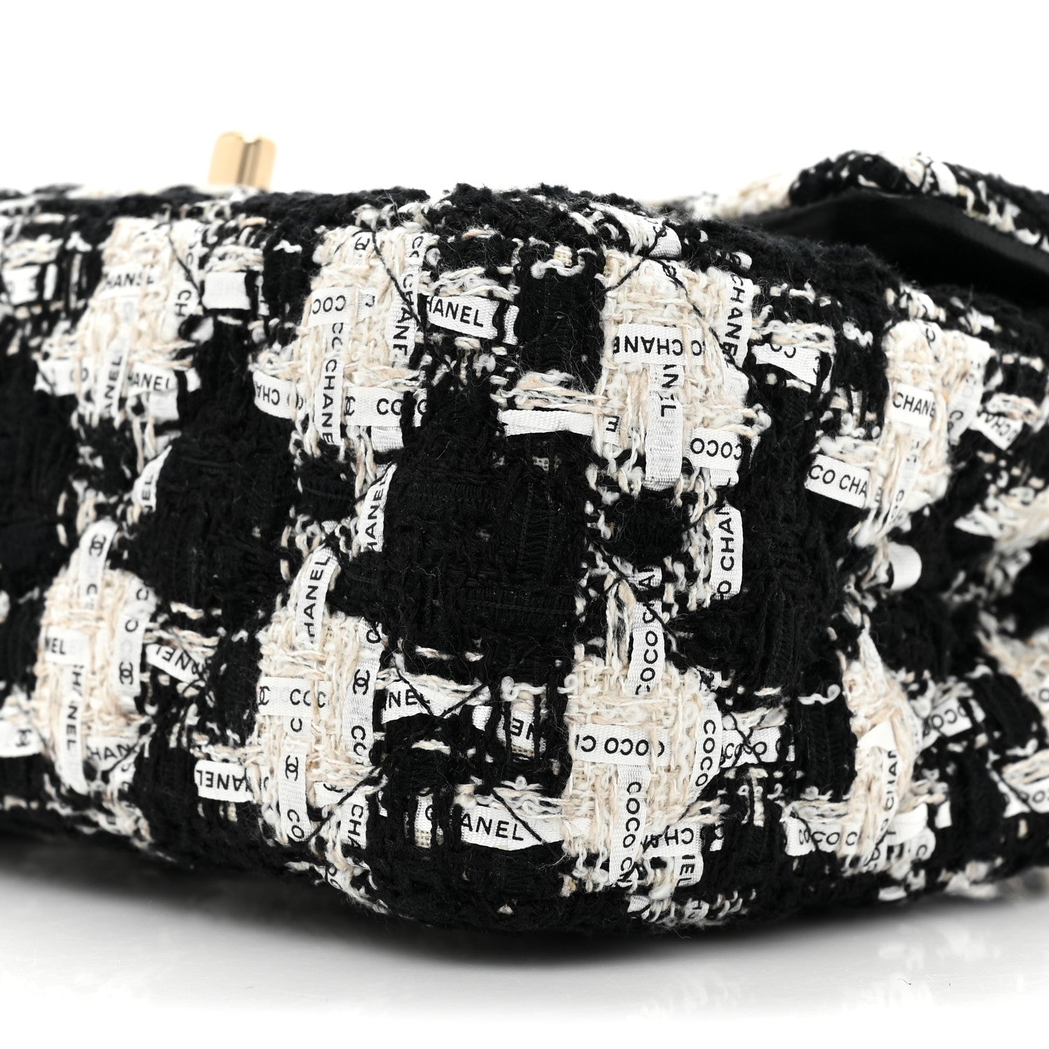 Chanel Tweed Quilted Mini Rectangular Flap Black Ecru White 8 of 10