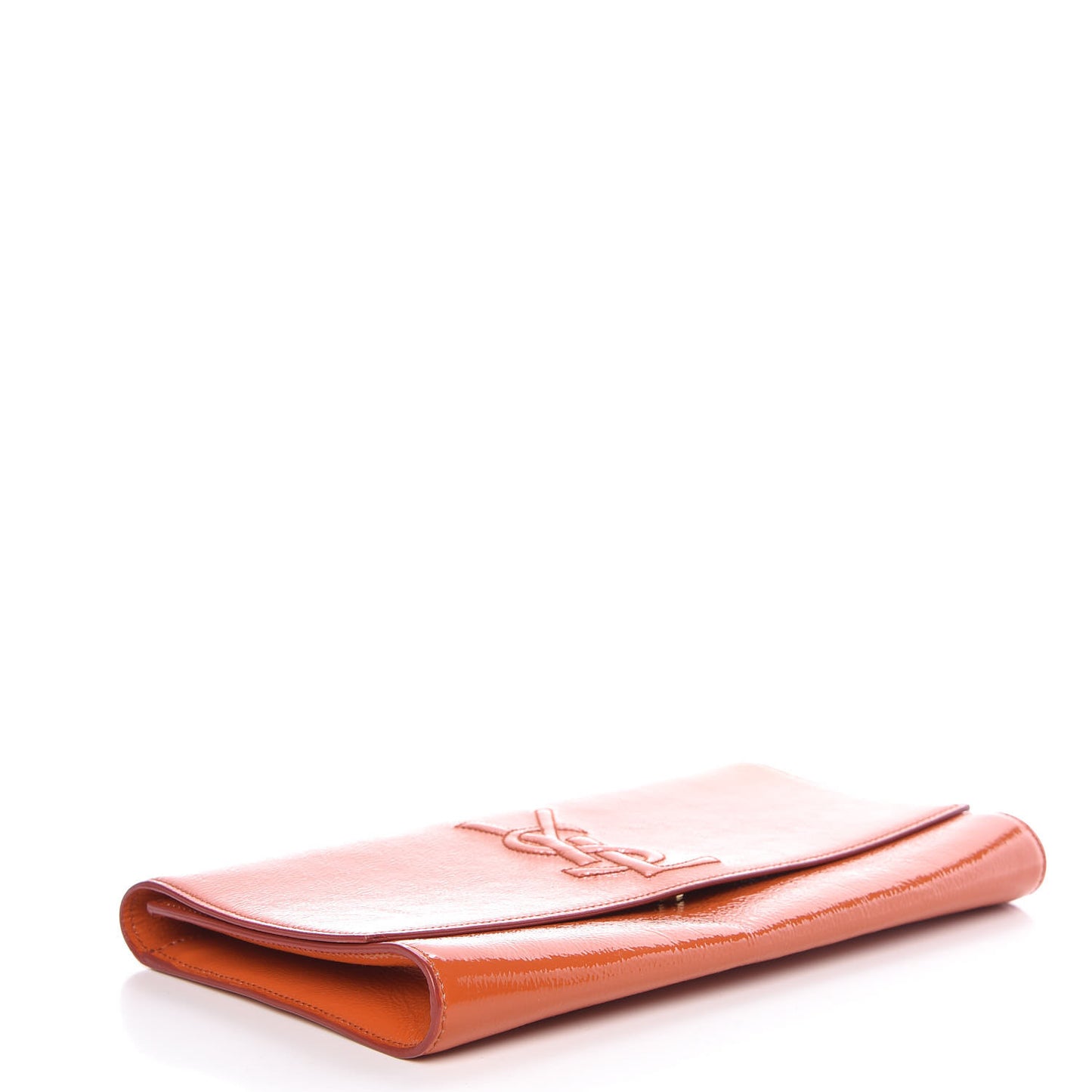 Textured Patent Monogram Large Belle De Jour Clutch Orange