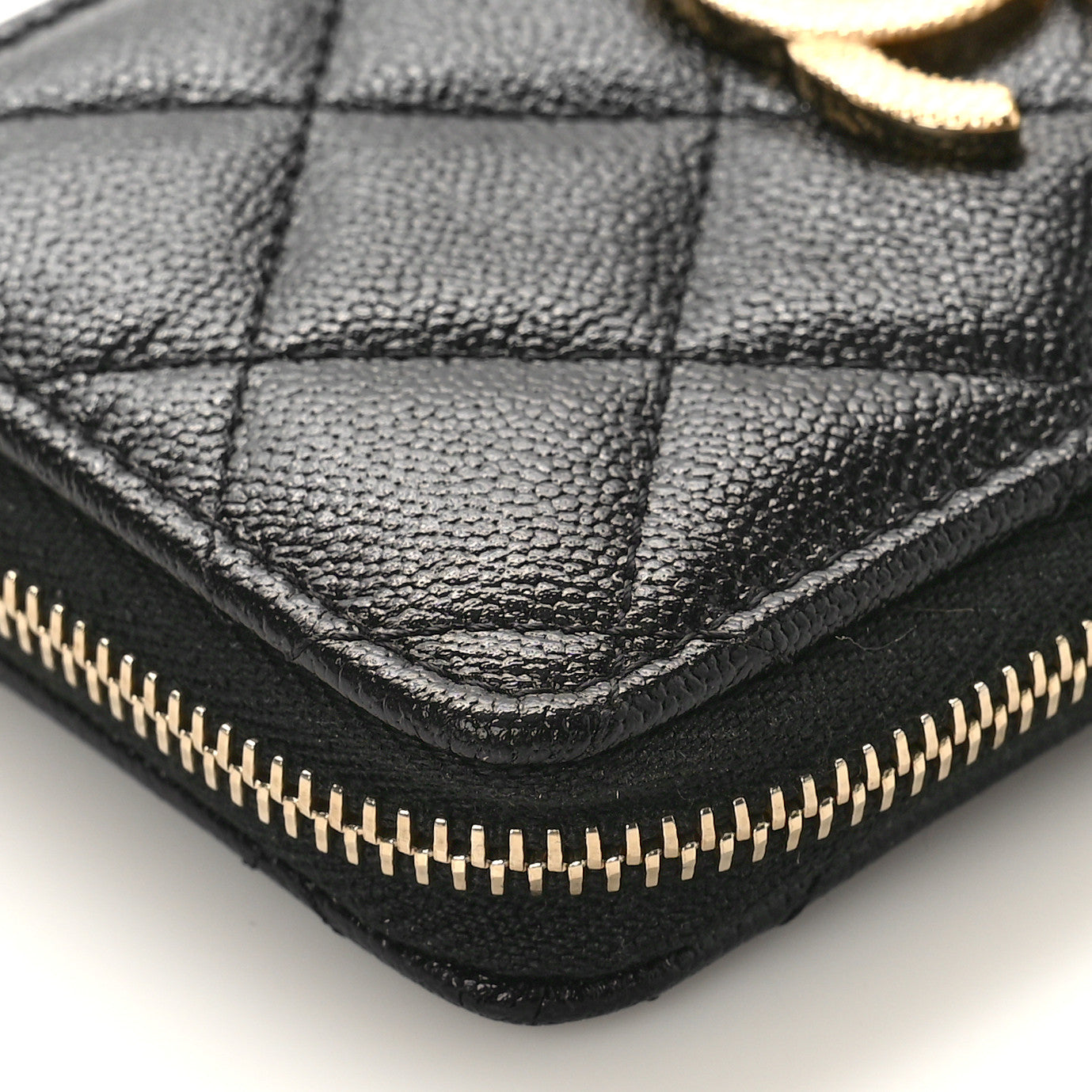 Chanel Caviar Quilted Studded CC Zip Card Holder Black 9 of 9