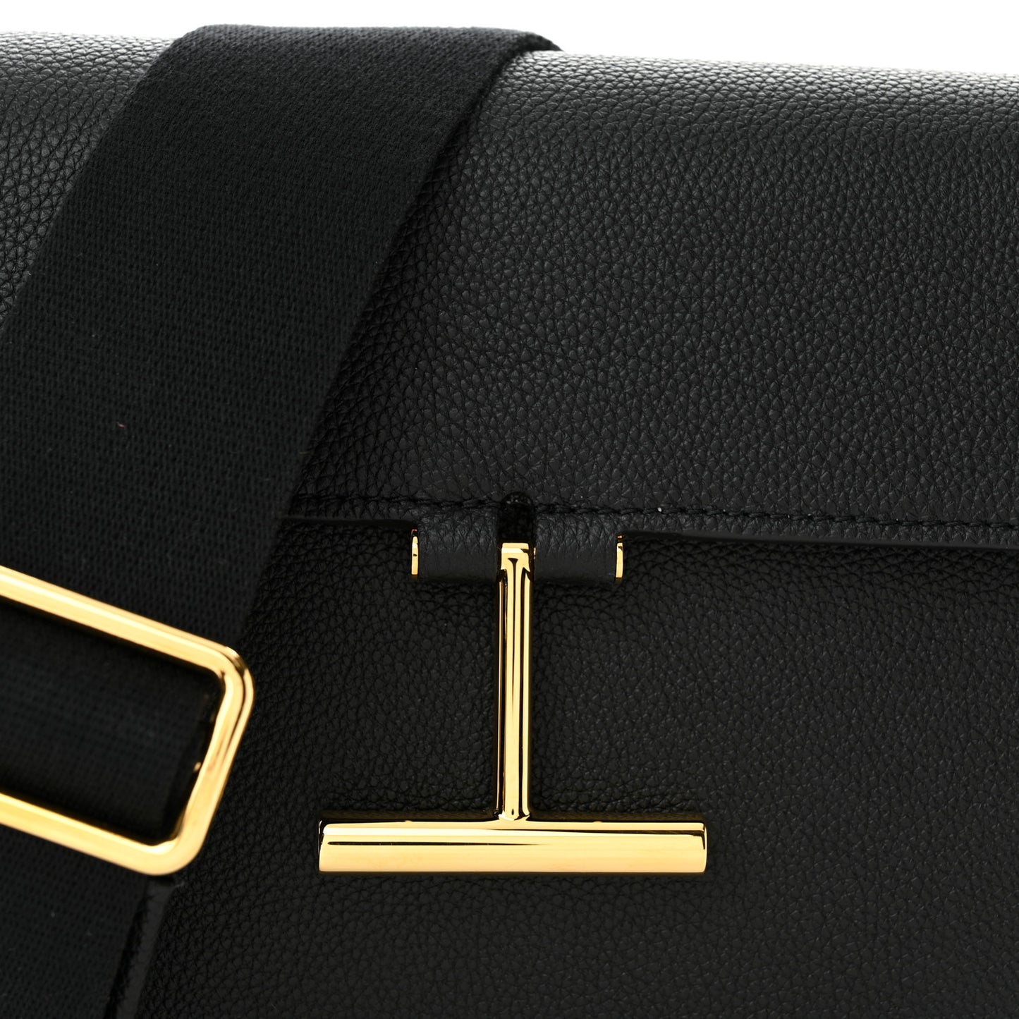 Grained Calfskin Mini T Clasp Tara Crossbody Bag Black