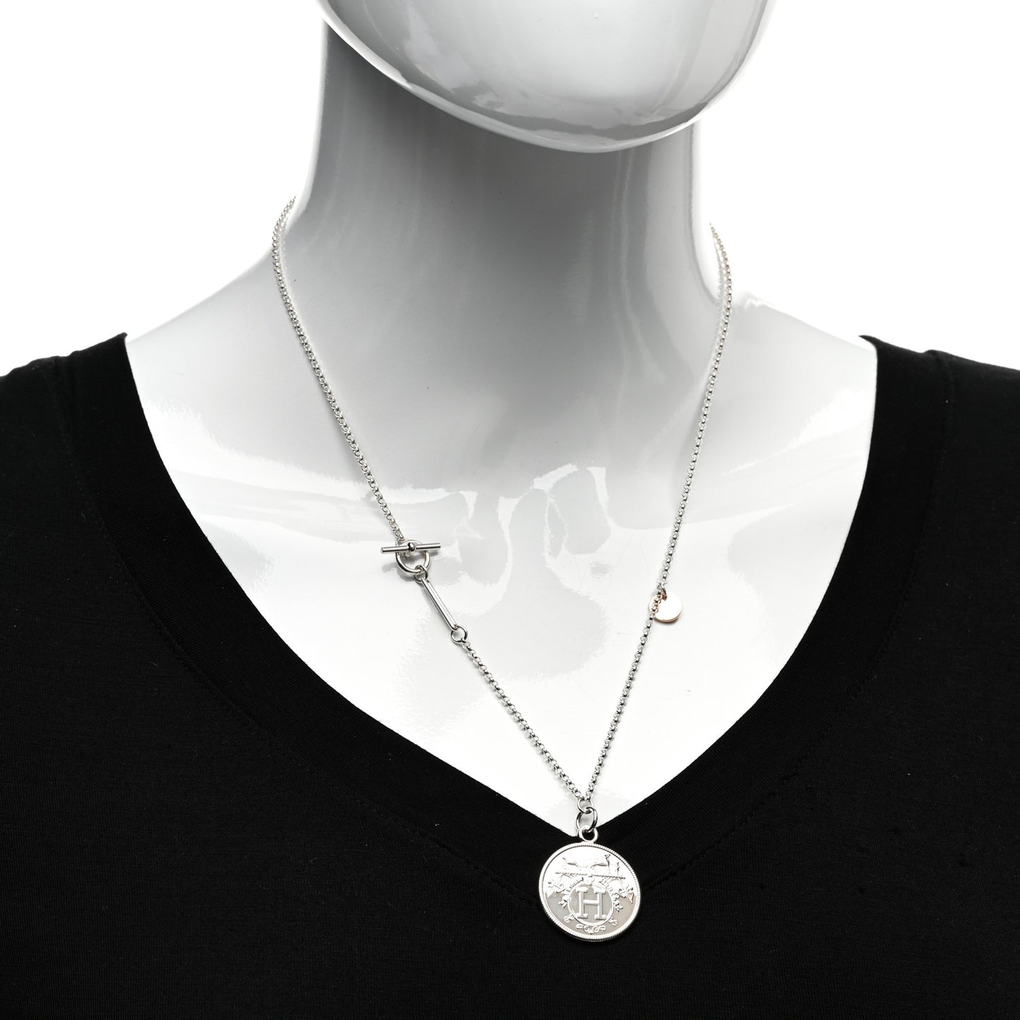 Sterling Silver 18K Rose Gold GM Ex-Libris Long Pendant Necklace