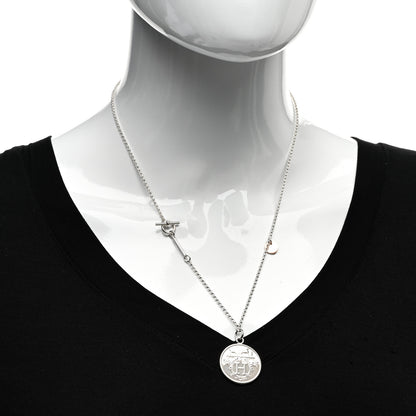 Hermes Sterling Silver 18K Rose Gold GM Ex-Libris Long Pendant Necklace 2 of 5