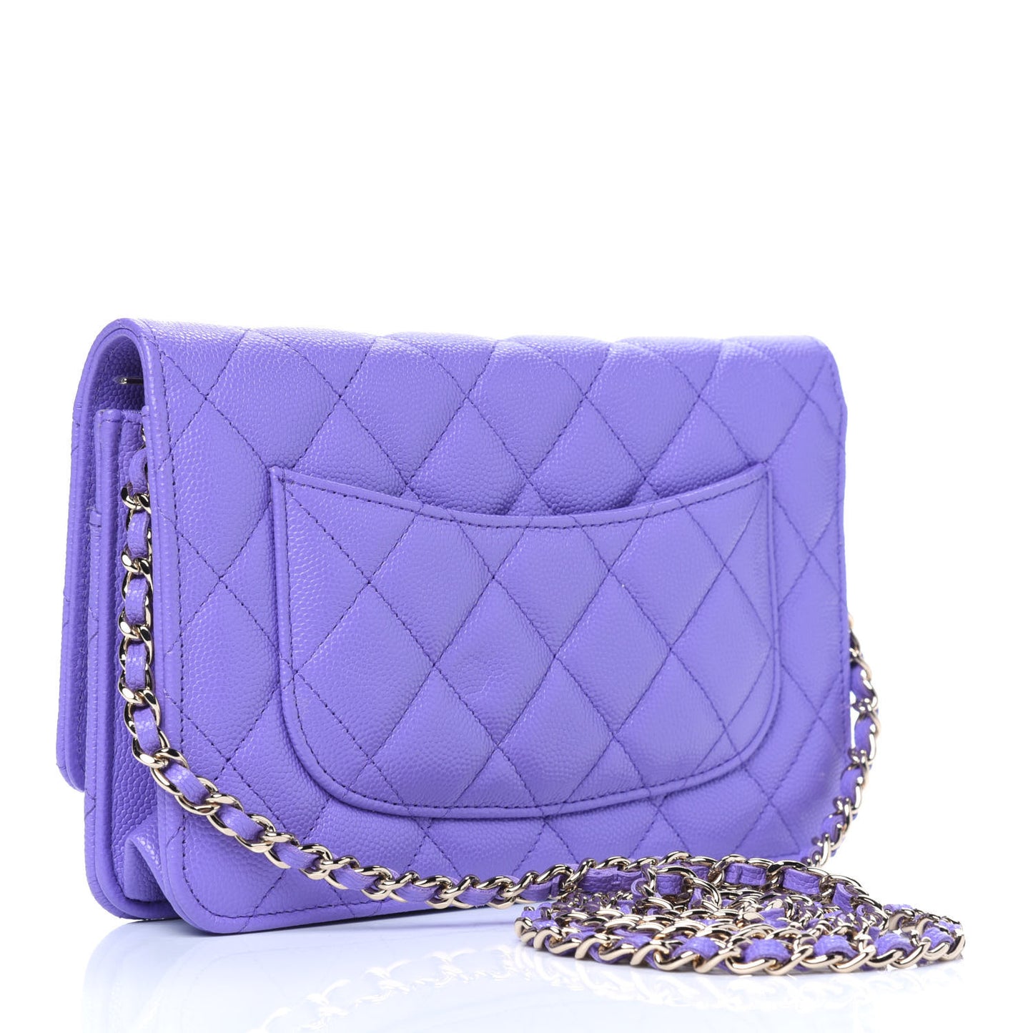 Caviar Quilted Wallet On Chain WOC Purple