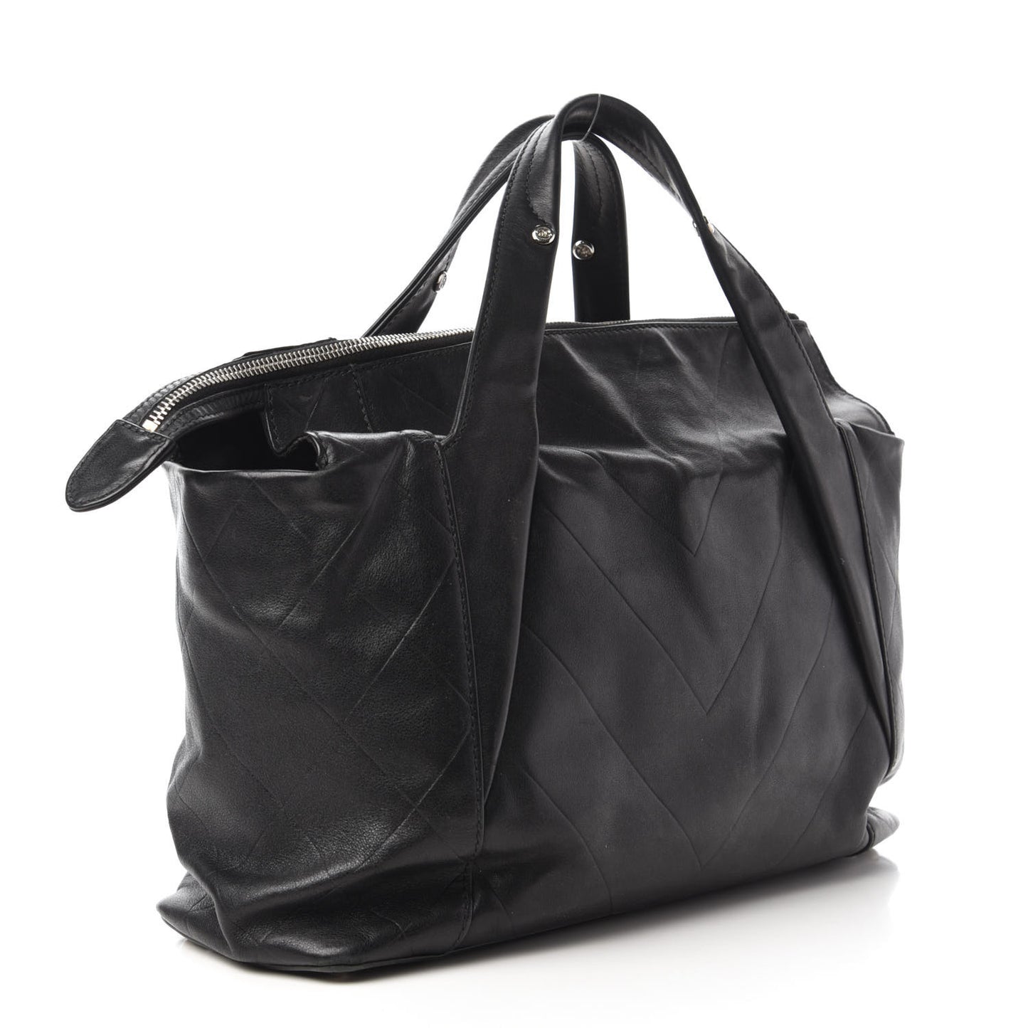 Calfskin Chevron CC All Day Long Boston Black