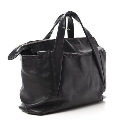 Chanel Calfskin Chevron CC All Day Long Boston Black 3 of 10