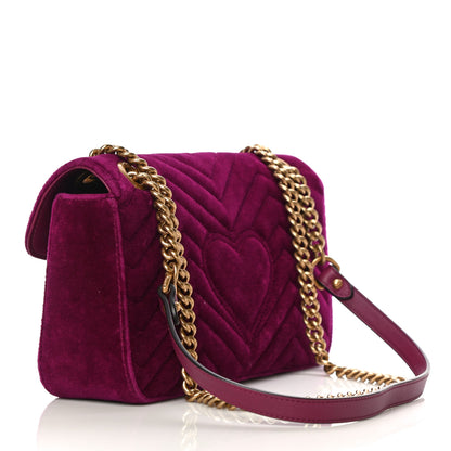 Gucci Velvet Matelasse Small GG Marmont Shoulder Bag Fuchsia Violet Cyclamen 3 of 12