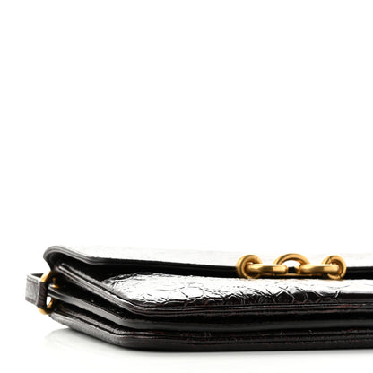Saint Laurent Shiny Crocodile Embossed Calfskin Le Maillon Satchel Coffee 8 of 10