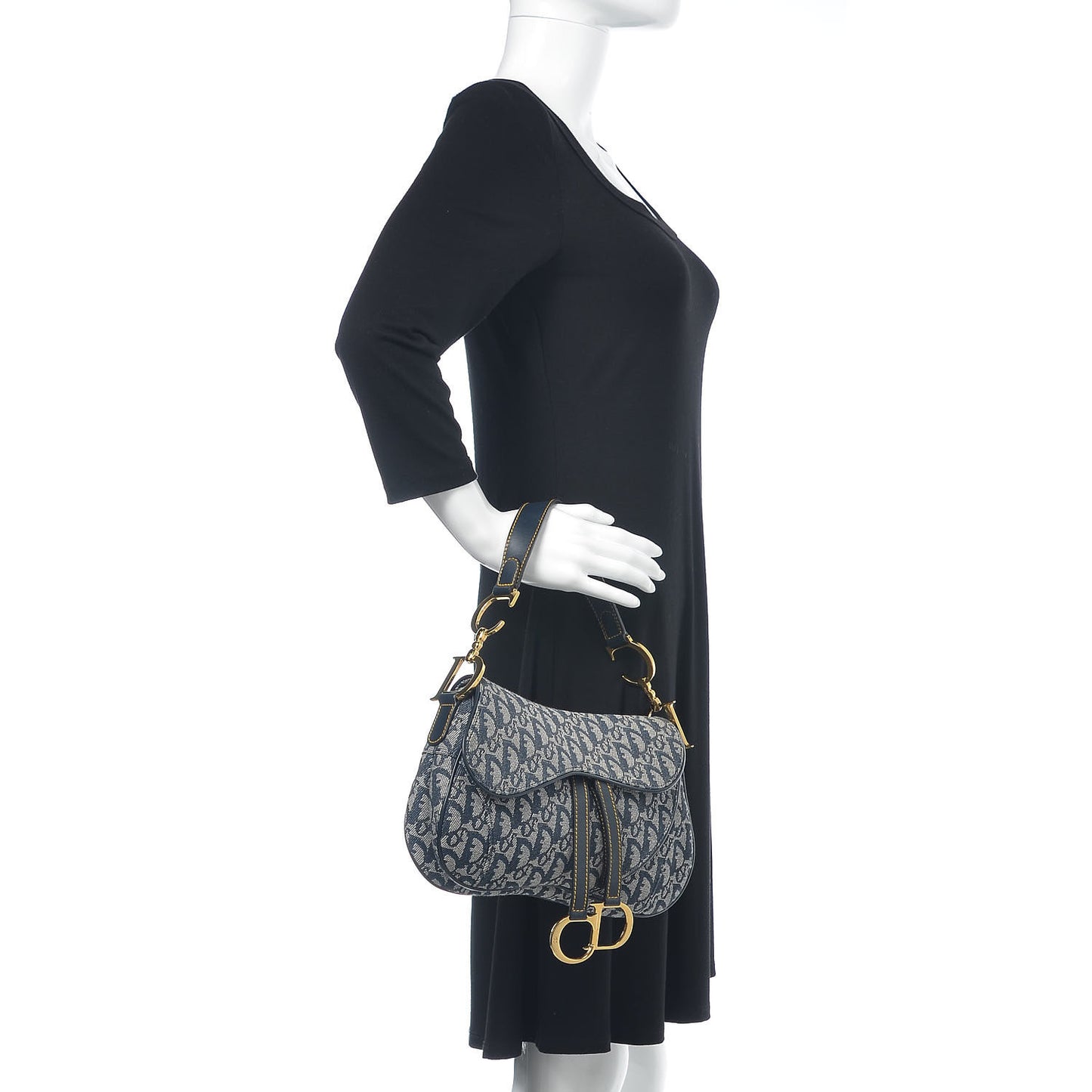 Monogram Double Saddle Bag Navy Blue