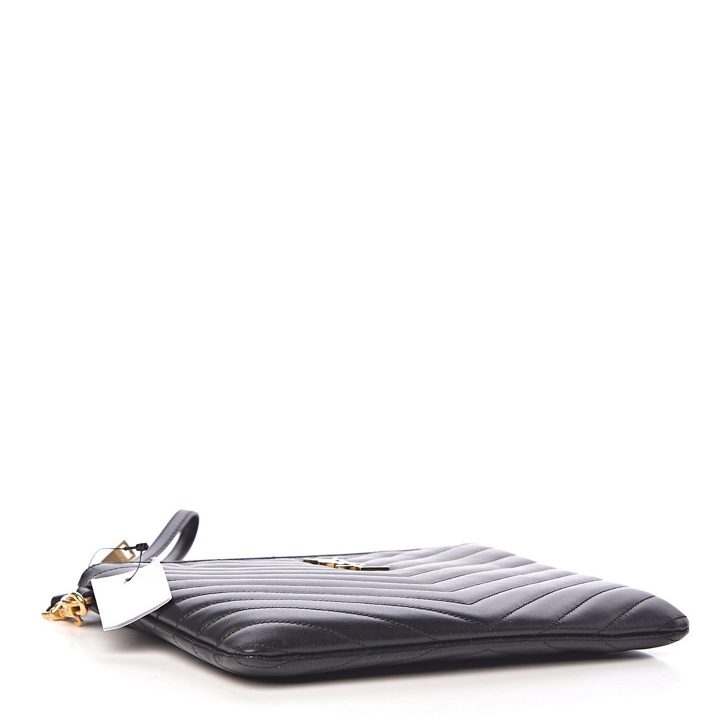 Calfskin Matelasse Chevron Monogram A5 Wristlet Black