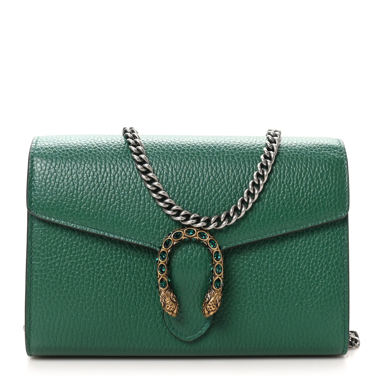 Gucci Calfskin Mini Dionysus Chain Wallet Emerald 1 of 11