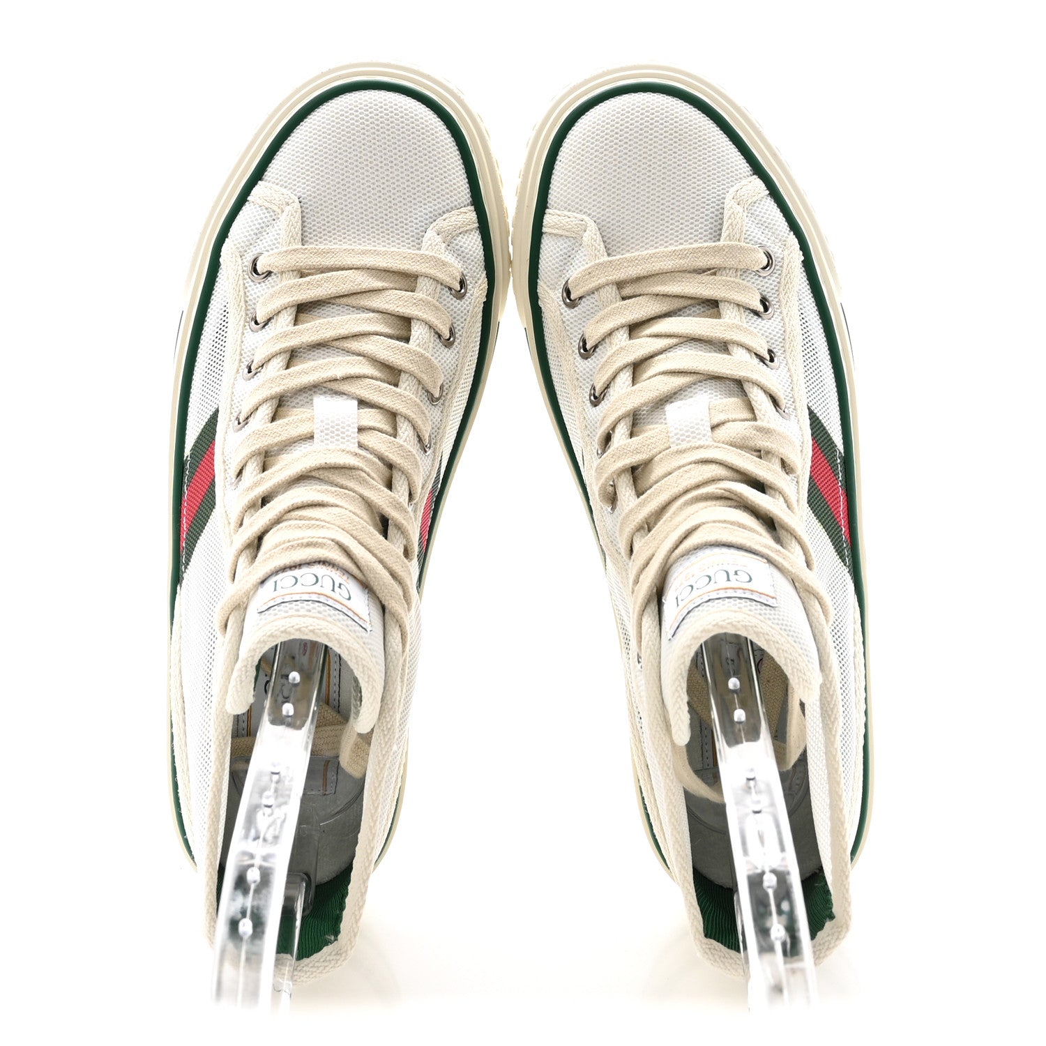 Gucci Mesh Web Womens 1977 Tennis High Top Sneakers 36 Great White Mystic White 2 of 9