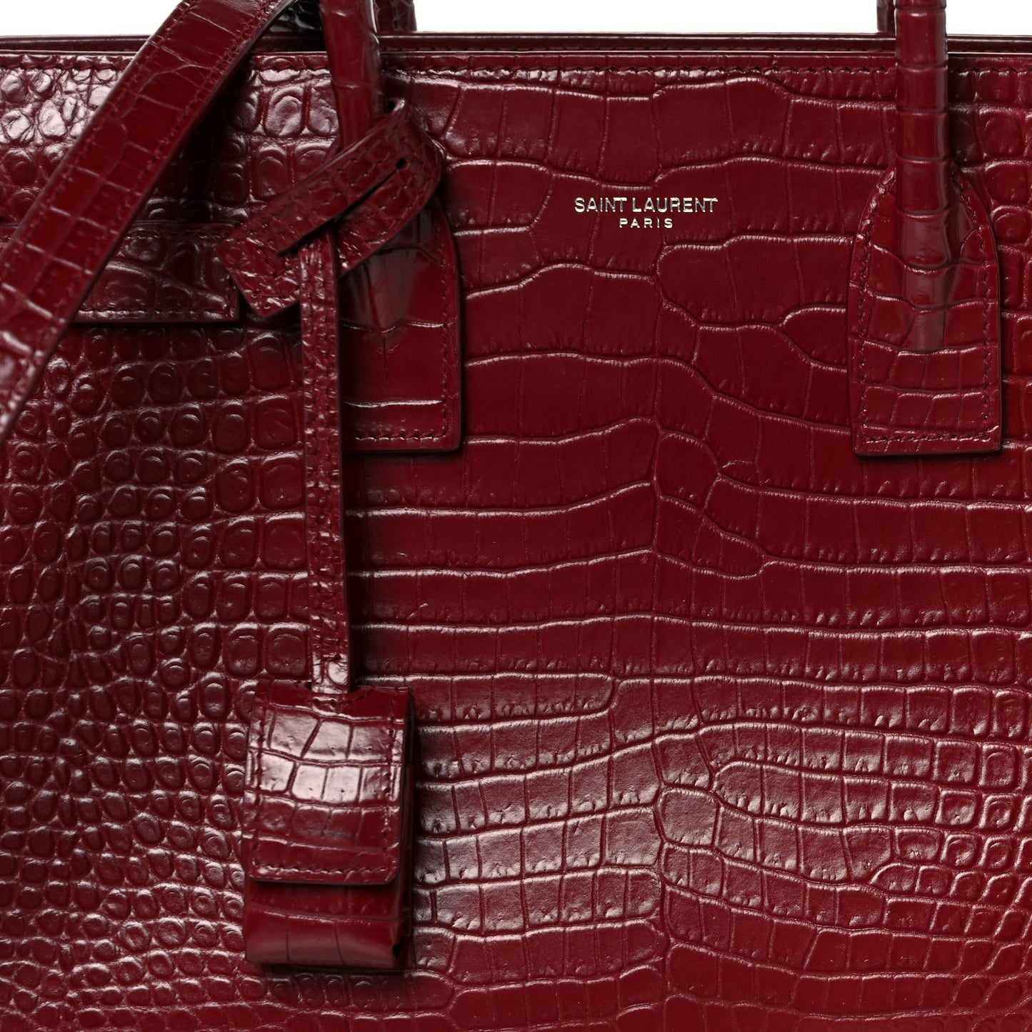 Calfskin Crocodile Embossed Baby Sac De Jour Red
