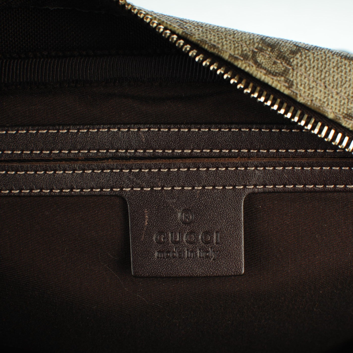 Gucci GG Plus Monogram Selleria Calfskin Medium Messenger Bag Beige Ebony Cocoa Dark Chocolate 6 of 7