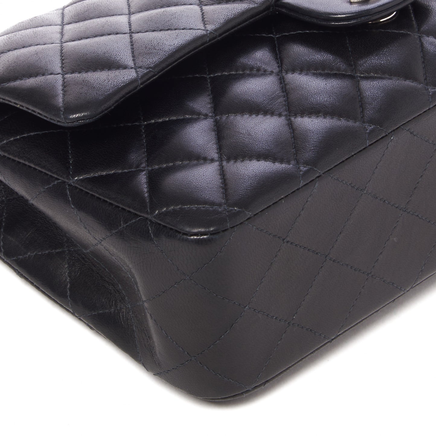 Lambskin Quilted Medium Double Flap Black