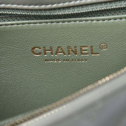 Chanel Calfskin Lizard Chevron Quilted Medium Coco Handle Flap Green 6 of 9