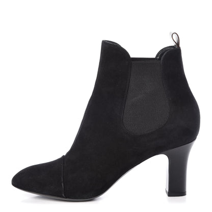 Louis Vuitton Suede Monogram Uniformes Cap Toe Chelsea 75mm Ankle Boots 41 Black 1 of 15