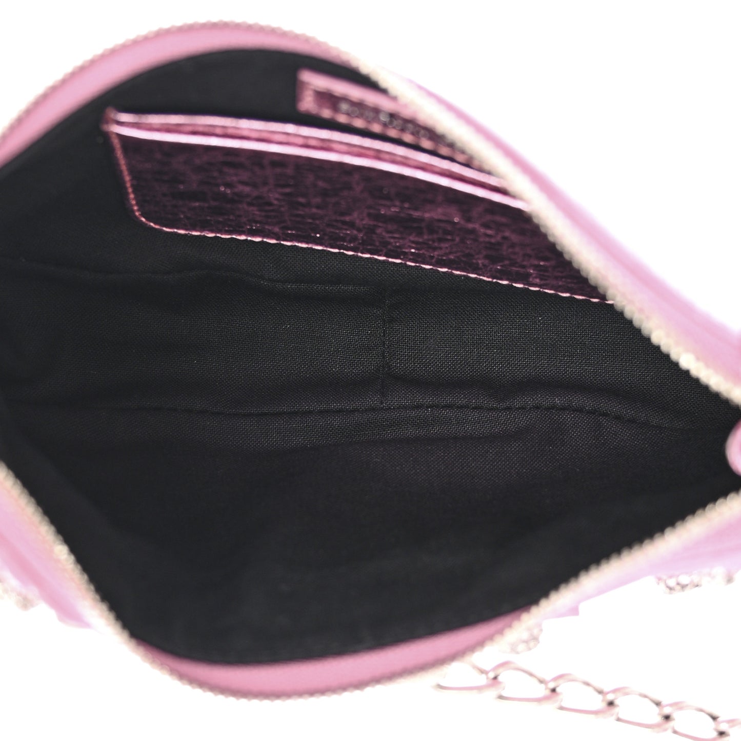 Metallic Agneau Arena Crystal Le Cagole Mini Purse With Chain Met Pink