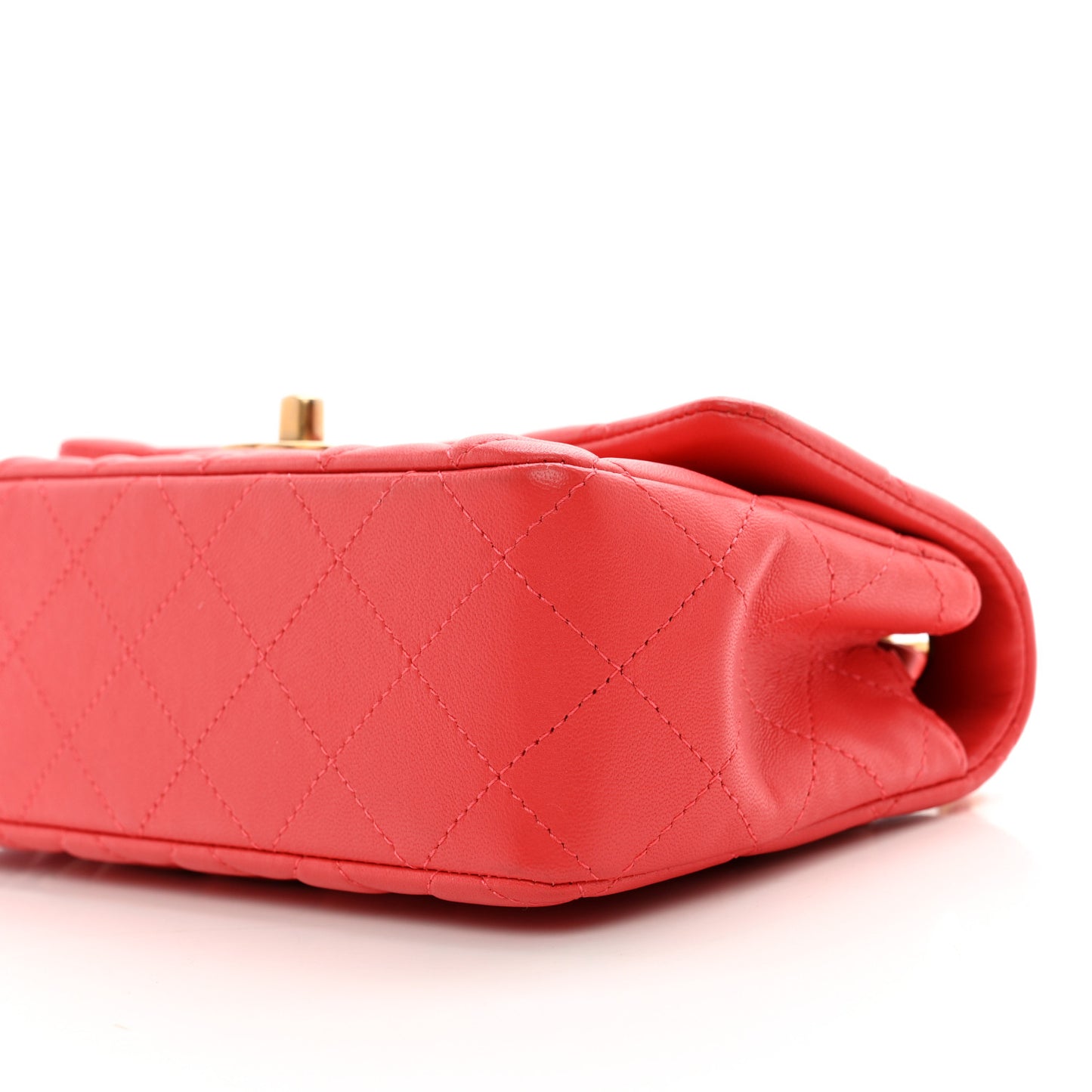 Lambskin Quilted Mini Rectangular Flap Red