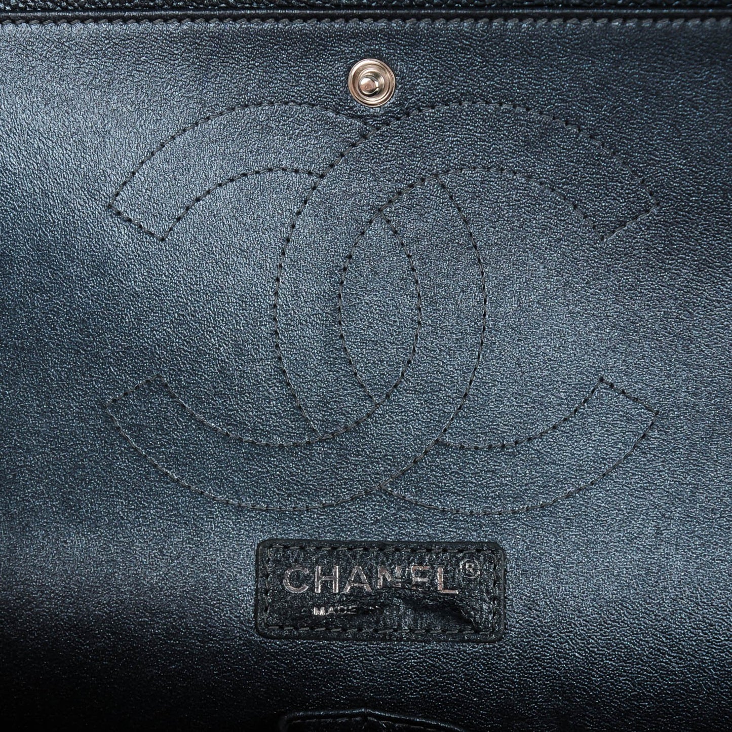 Metallic Caviar Quilted Jumbo Double Flap Dark Grey