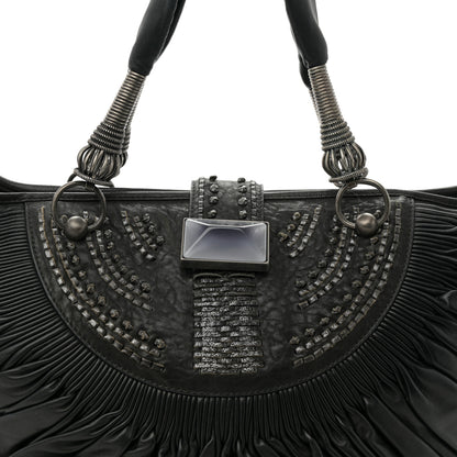 Christian Dior Lambskin Plisse Pleated Basket Tote Bag Black 8 of 10