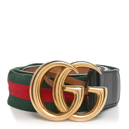 Gucci Nylon Calfskin Double G Web 40mm Belt 75 30 Green Red Black 1 of 5