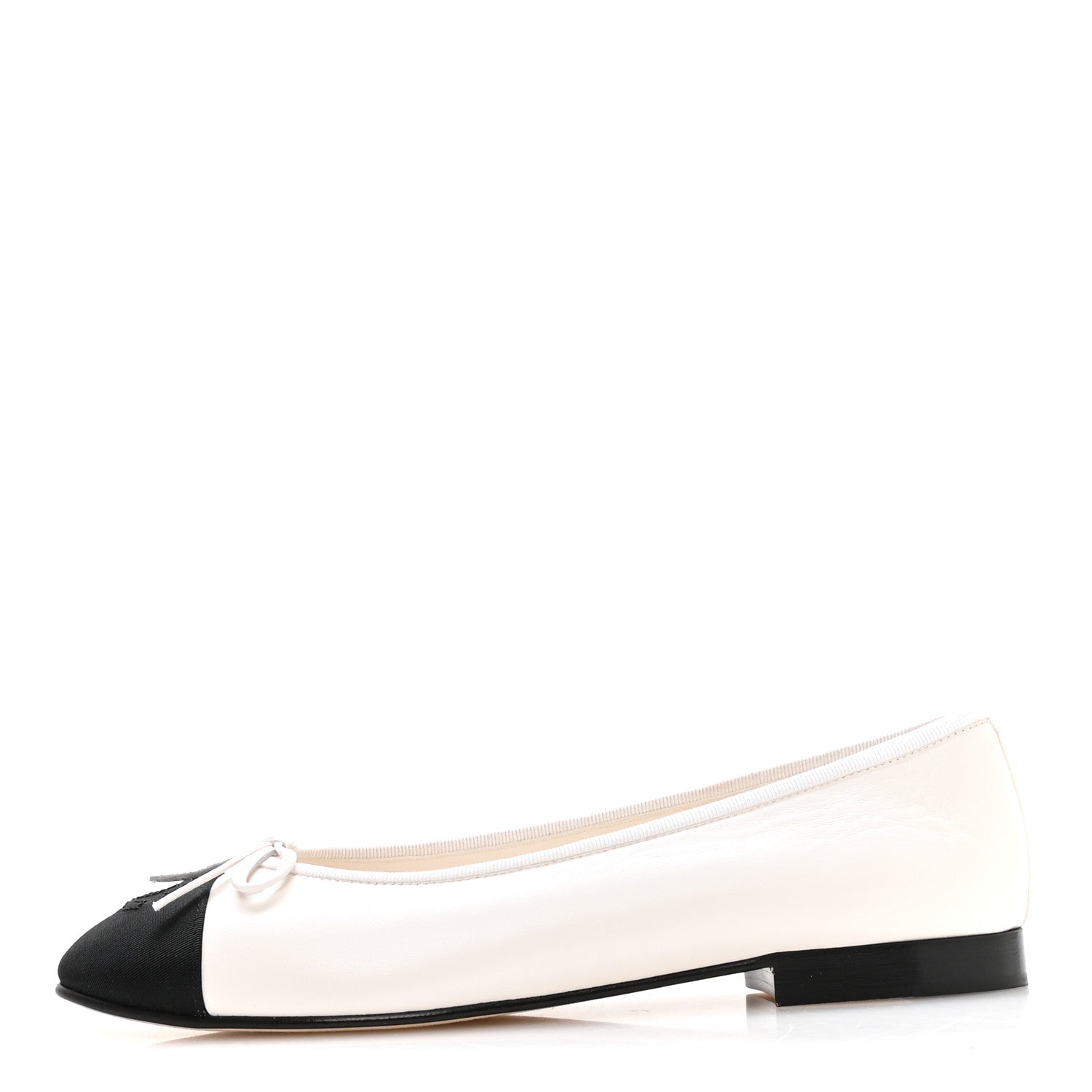 Chanel Lambskin Cap Toe CC Ballerina Flats 39 White Black 1 of 9