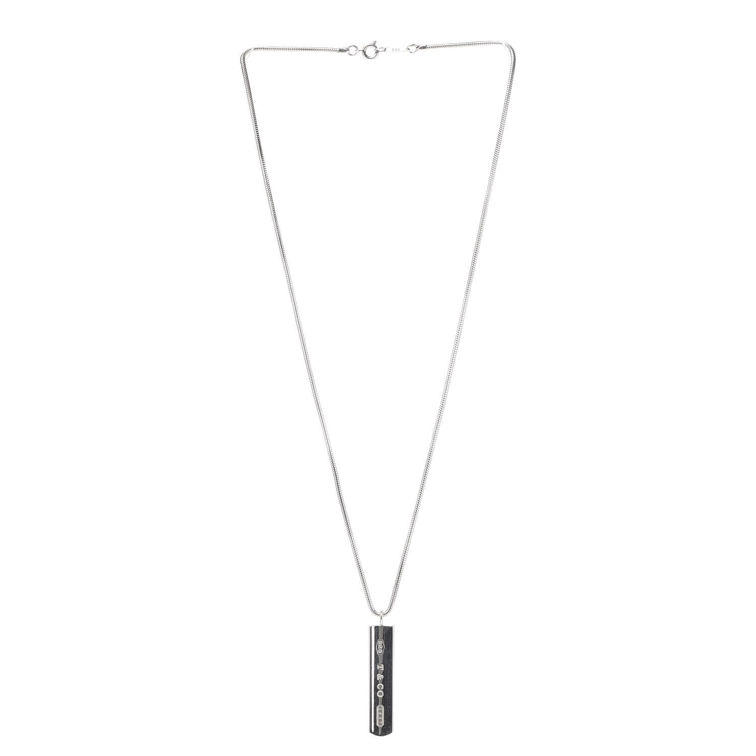 Tiffany Sterling Silver 1837 Bar Pendant Necklace 3 of 5