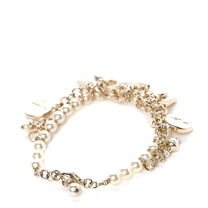 Chanel Pearl Crystal Charm Bracelet Gold 2 of 4