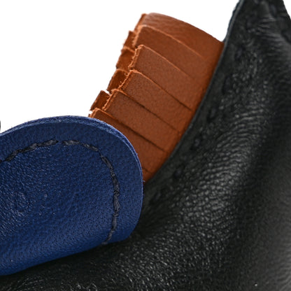 Hermes Milo Lambskin Grigri Rodeo Horse Bag Charm PM Black Bleu Saphir Gold 3 of 4