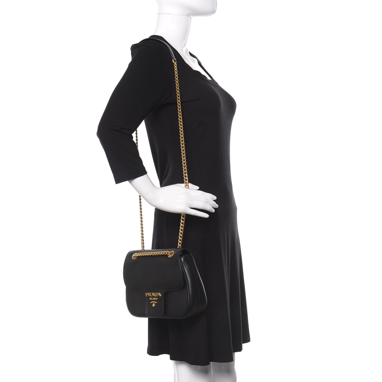 Saffiano Flap Shoulder Bag Black
