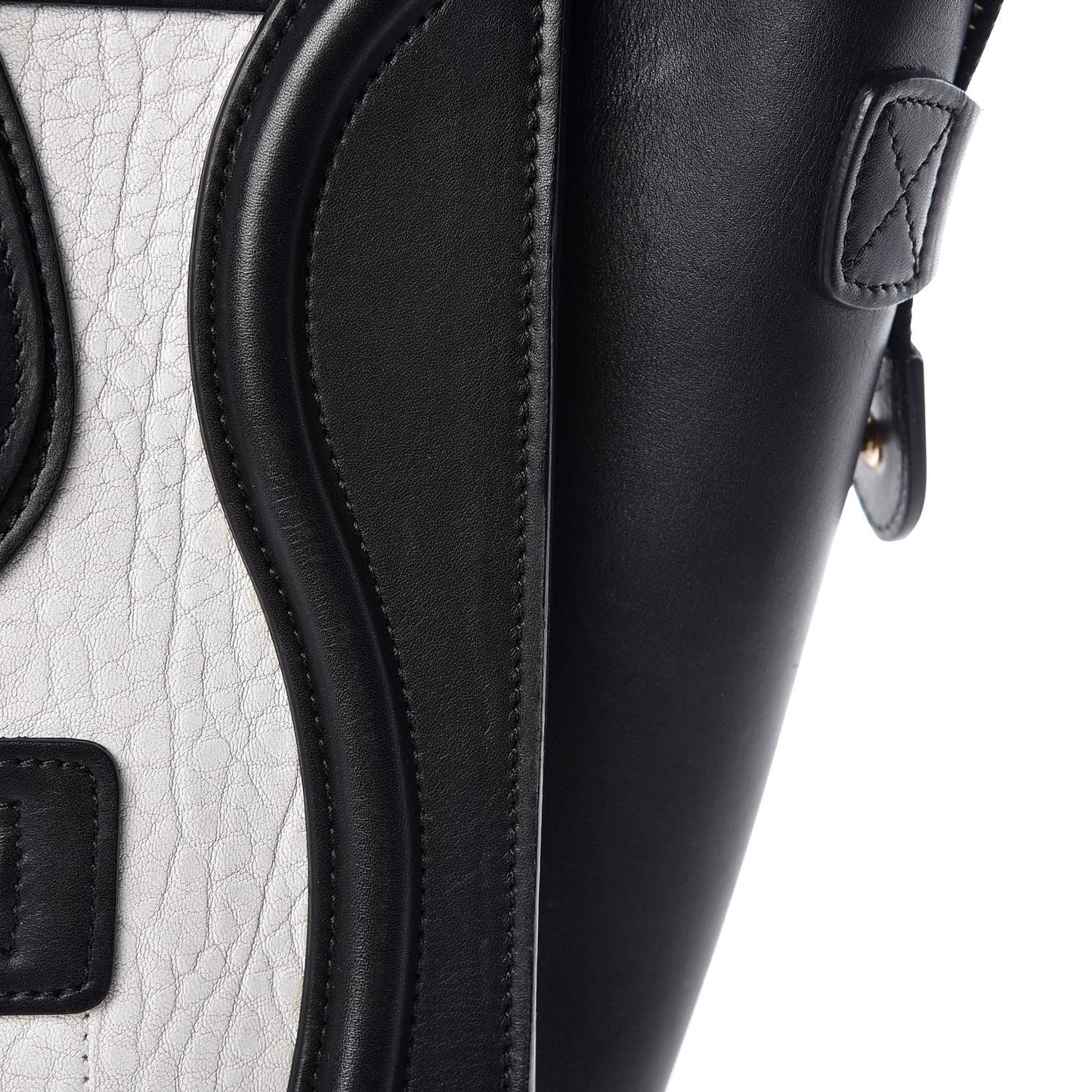 Shrunken Lambskin Micro Bi-Color Luggage Black White