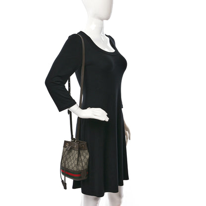Gucci GG Supreme Monogram Web Mini Ophidia Bucket Bag Brown 2 of 11