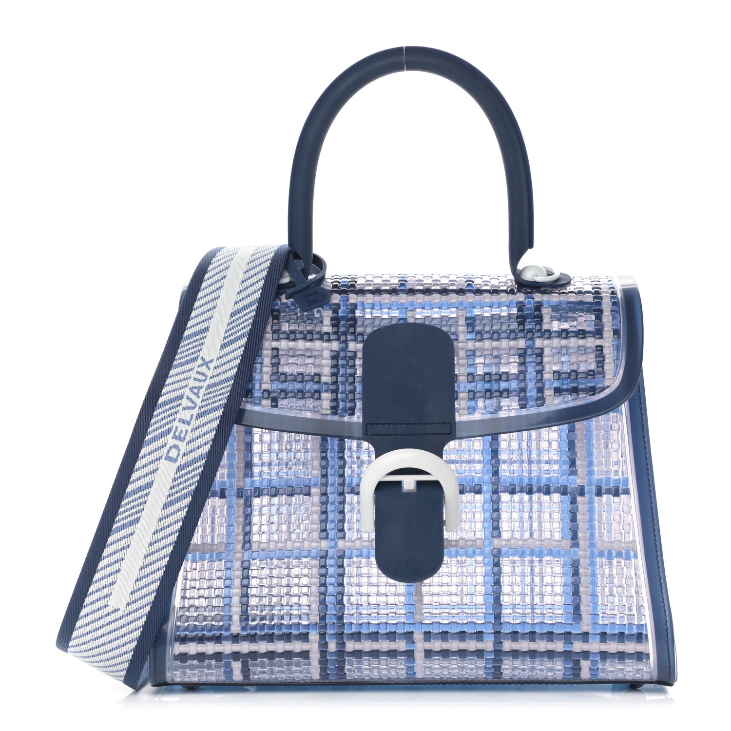 Delvaux Vinyl Gingham The Dreamer MM Brillant Satchel Navy 1 of 10