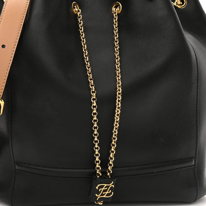 Fendi Vitello Grace King Karligraphy Chain Bucket Bag Black Bisquit 8 of 12