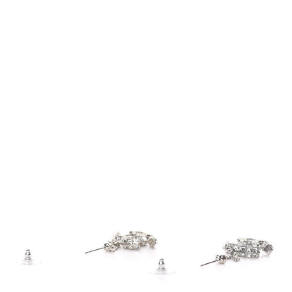 Chanel Baguette Crystal CC Drop Earrings Silver 3 of 5